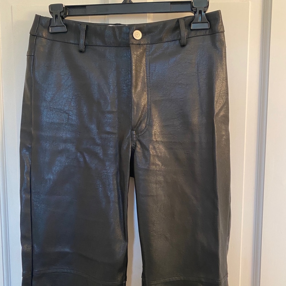 Faux leather straight leg pant
